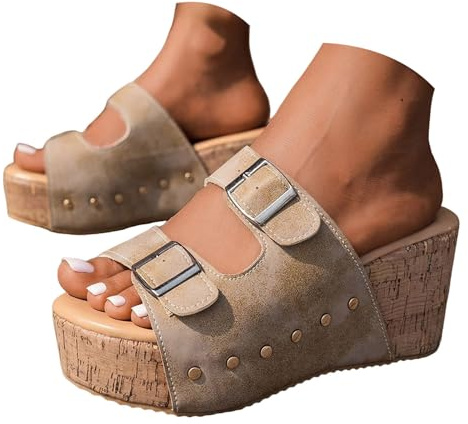 Générique Damskor, sommarskor, dam, kork, kilsandaler, mode, kilsandaler, dam, remmade, bekväma, ventilerande, sandaler, dam, sommar, platå, platå, strand, sport, utomhus,