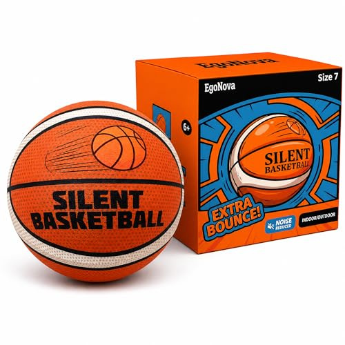 EgoNova Size 7 Silent Basketball with Fabric Cover – Non-Slip PU Foam Ball, High Bounce & Real Feel, Quiet Indoor Training & Dribbling, for Adults & Kids