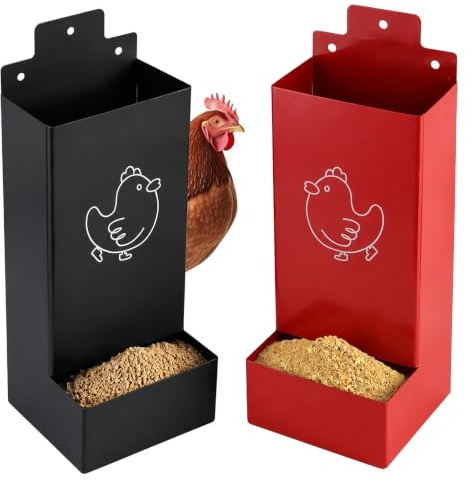 Paquete de 2 comederos automáticos para pollos, comederos de metal para pollos, patos y aves