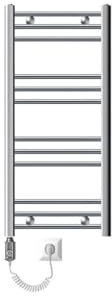 ECD Germany Radiador eléctrico de Toallas - 400 x 800 mm - Cromo - Curvado - con conexión Lateral - Calentador de Toallas Secador de Toallas 600W