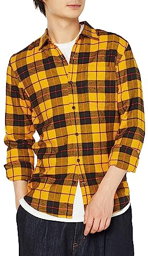 Amazon Essentials Men's Slim-Fit Long-Sleeved Button-Down Plaid Flannel Shirt