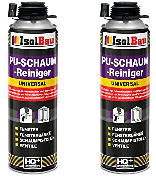 Isolbau PU-Schaum Reiniger - 2 x 500 ml Dose Schaumreiniger für PU-Schaumpistolen, Pistolenreiniger, Reinigungsmittel, Entfetter, Ventile & Oberflächen