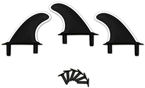 iBOARD Soft Top Surfboard Fins Foam Surf Board Accessories |3 Fins + 6 Bolts | White Side Black