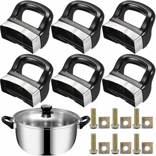 Tianher Mango de Olla a Presión, 6 Piezas Mango Lateral de la Olla Metal Baquelita Grip Asa Desmontable Manija Repuestos Tapa Maceta Aluminio para Olla Accesorios a Presión Cocina.