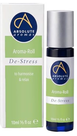 Absolute Aromas De-Stress Aroma-Roll Roller Ball - Contains 100% Pure, Natural Frankincense, Cedarwood, Bergamot Essential Oil