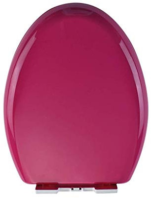 Toilettensitz | Große Farbauswahl Toilettendeckel | Stabile Scharniere | Einfach zu montieren (Farbe: Pink, Größe: V-Typ)
