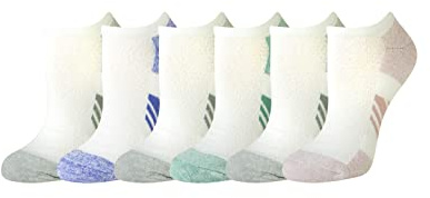 Amazon Essentials Chaussettes athlétiques Confortables en Coton rembourrées Respirantes Femme, 6 Paires, Bleu Sarcelle/Violet, 38.5-43