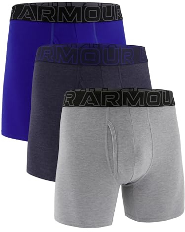 Under Armour Men's Performance Cotton Boxerjock Brief Underwear, 6 Inseam, Ultra-Soft, 3-Pack, Midnight Navy, Large