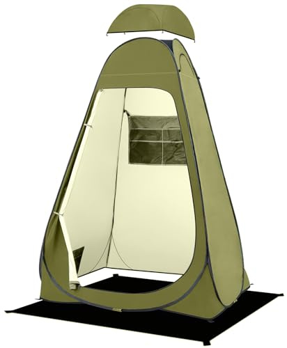 BRIAN & DANY Pop Up Toilet Tent, Portable Shower Privacy Changing for Hiking Beach, UPF 50+ & Waterproof, 120 x 120 x 190cm, Olive Green