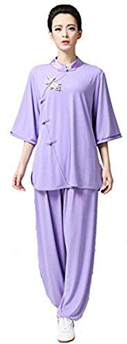 FGDIUCVN Kampfsportbekleidung, Tai-Chi-Uniform, traditionelle chinesische Tai-Chi-Kleidung, Kung-Fu-Kleidung für Damen, Crystal Hemp, Violett, L