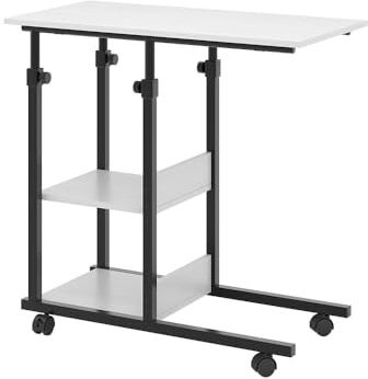 Vicco Stubentisch Liam, Weiß, 89 x 40 cm mit Rollen, zur flexiblen Nutzung neben Sofas oder Sesseln