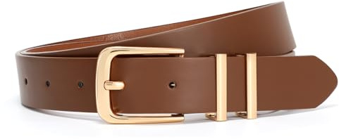 VONMELLI Cintura Donna Regolabile Cintura in Pelle per Abito Pantaloni Jeans Moda Signore Cinture in Vita Con Fibbia Dorata, 1cm Larghezza Caffè L