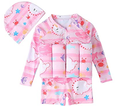 Zeiayuas Baby Boys Girls Swimsuit Sun Protection Swimwear Swimsuits Summer Swimming Costume for Children One Piece Flotation Swimsuit Floating Sunsuit Swimming Costume