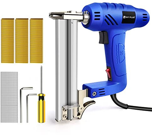 Electric Nail Gun for Wood, 2 in 1 Heavy Duty Electric Staple Gun, Corded Nailers & Staplers for DIY Project of Upholstery, Home Improvement and Woodworking Power Tool, Blue