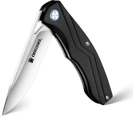 DRGSKL Klappmesser Einhandmesser,Taschenmesser mit geschmiedeter Klinge Scharfes,Jagdmesser im Indianerstil,für Camping Abenteuer Jagd mit Geschenkbox