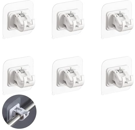 yolzhxe 10 Pezzi Ganci per Tende Senza Bucare, Ganci Adesivi, Staffa Autoadesiva per Asta Tende, Supporto per Bastone Tenda per Bagno, Cucina, Camera da Letto, Bianco
