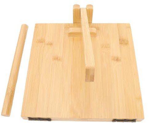 Haofy Tortilla Press Tortilla Maker Chapati Press da 10 Pollici Manuale in Legno di bambù Pressa con Cerniera in Metallo Arrugginita per Preparare Sottili Pizza Pasta Naan