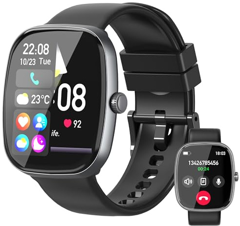 Smart Watch for Women Men, 1.85 HD Fitness Watch with 120 Sports Modes, 5.3 Bluetooth Call, 250+ Custom Dials, Heart Rate/Sleep Monitor Fitness Tracker, IP68 Waterproof Smartwatch for Android iOS