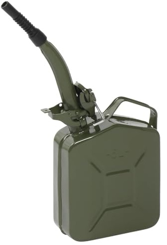 Genérico Bidón Metálico De 5, 10 Y 20 litros para Gasolina Y Diésel, Bidón De Repuesto con Embudo/Boquilla Flexible, Bidón De Combustible, Tapa De Seguridad,Verde,5L