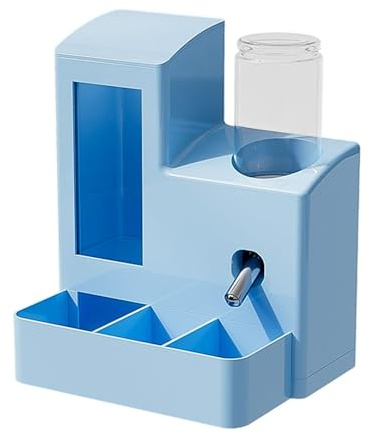 Gazechimp Mangiatoia Automatica per Criceti Borraccia per Acqua Distributore di Cibo Forniture per Roditori Combinazione Tre in Facile da Usare Adatto per, Flacone Blu da 80 Ml
