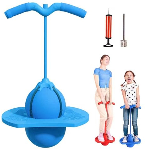 CHENRI Pogo Jumper Ball for Kids & Adults, 2 en 1 Pogo Jumper avec poignée et Pompe à Ballon, Pogo Stick Jeu Enfant, Balle sauteuse équilibrée, Pogo Sauteur pour Enfants et Adultes (Bleu)