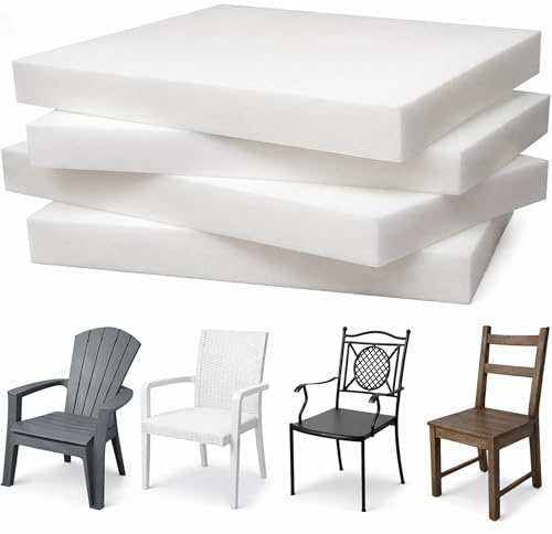 HAND Gommapiuma 38x38 cm Spessore 4 cm – Set 4 Imbottiture per Cuscini Sedie, Made in Italy – Spugna Poliuretano per Imbottitura Cuscini Cucina