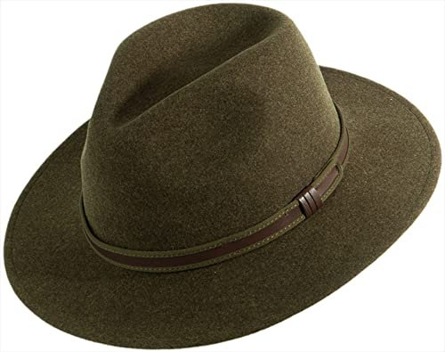 Lodenhut Rollhut aus 100% Wolle Wollhut Faustmann Outdoorhut Oliv/grün super komfortabel & langlebig Herren Faustmann atmungsaktiver Angelhut Jagdhut (Oliv (Grün), 59)