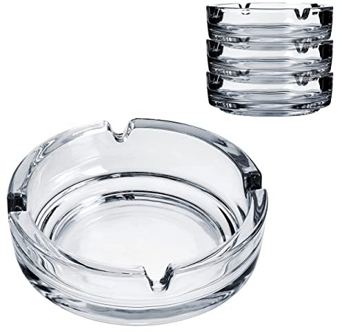 Konzept 11 - Aschenbecher aus Glas (3 Stück) | Glasaschenbecher spülmaschinengeeignet | Aschenbecher für draussen transparent Durchmesser 11 cm 3,5 cm hoch