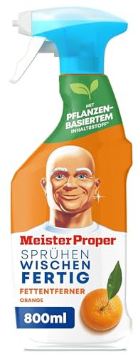 Meister Proper Nettoyant de cuisine pré-pulvérisé, dégraissant, orange, 800 ml, sans traces, sans résidus agressifs