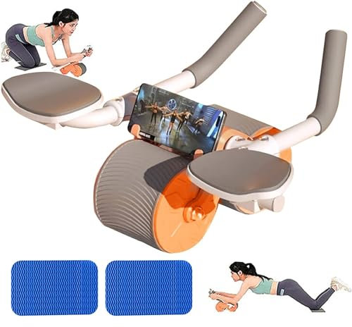 DRZHEAM Automatic Rebound Abdominal Wheel, 2 in 1 für Bauchmuskeltraining, Bauchübungsrolle mit Ellbogenunterstützung Training Geräte, Fitness Abdominal Rad,Wheels Roller Domestic Bauchtrainer