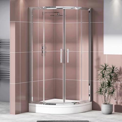 900 x 900 mm Quadrant Shower Enclosure with High Rise Tray Double Sliding Cubicle Door 6mm Safety Tempered Glass