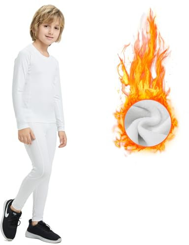 DreiWasser Thermounterwäsche Kinder Skiunterwäsche Winter Set Kinder Atmungsaktiv Funktionswäsche Set Fußball Junge Sportunterwäsche Sets für Training Skifahren Radsport Thermounterhose für Kind