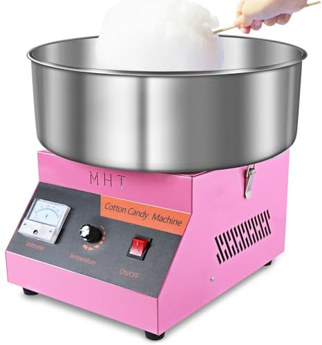 Machine à Barbe à Papa Professionnelle, 1000W Appareil à Barbe à Papa Commercial avec Bol en Inox Alimentaire et Cuillère à Sucre, Machines à Barbe à Papa Rose pour Enfants, Maison, Anniversaire