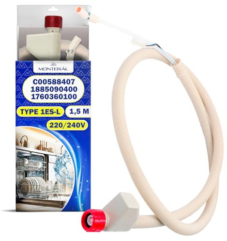 Tubo Ingresso Acqua con Aquastop per Lavastoviglie Lunghezza 1,5 m Tipo 1ES-L 220/240V con Codice Originale C00588407 per Indesit per Hotpoint 1885090400 1760360100 per Beko - MONTERAL