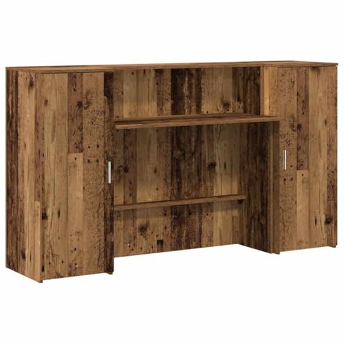 vidaXL Escritorio de recepción Madera vieja 180x50x103,5cm Madera de ingeniería, mostrador de recepción, recepción de salón, mostrador de bar de recepción