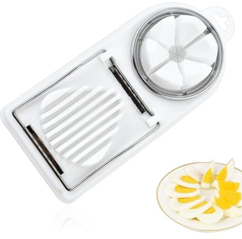 Tagliauova in Acciaio Inox,Taglia Uovo Sode,Tagliauovo a fette,Tagliauovo in Metallo,Multifunzione Affettatrice per Uova,Topper Per Uova,Apri Uova per Gli Utensili da Cucina (Bianco)