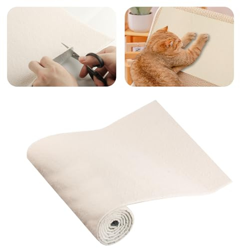 Tapis Griffoir pour Chat Canapé, 40 x 200 cm Protège Canapé Chats, Tapis Griffoir Chat Canapés Auto-adhésif, Protection Anti-Griffes pour Porte, Mur, Coins de Meubles + Ciseaux