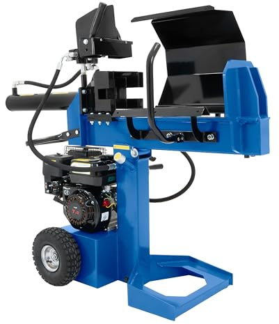 15T Holzspalter mit Hydraulikzylinder, 5l Benzinmotor 7PS, horizontal & vertikal, max. Holzlänge 520mm, Schutzkäfig, schnelle Zykluszeit, Doppelhandbedienung, 4fach Kreuzspaltkeil & Regenabdeckung