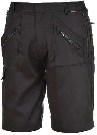 Portwest S889 Elasticated Action Workwear Safety Shorts Black, 4XL