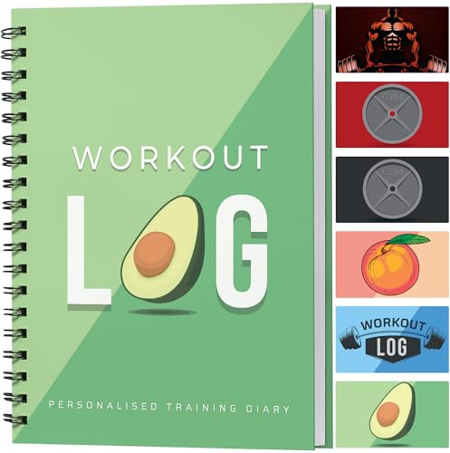 Workout Planner for Daily Fitness Tracking & Goals Setting - A5 Size, 6” x 8”, Avo Green - Improved Thicker Cover - Men & Women Personal Home & Gym Training Diary - Log Book - by Workout Log Gym