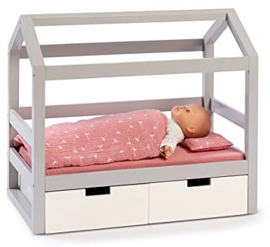 MUSTERKIND Puppen-Hausbett Viola grau/weiß