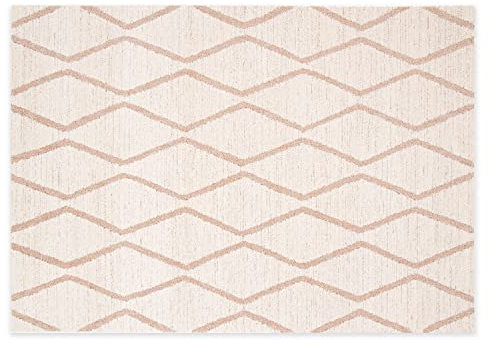 DomDeco Teppich MANOAH im modernen Stil - extravaganter Kurzflor für Wohnzimmer/Schlafzimmer/Esszimmer, Kunstfaser, Creme-Rosé 160 x 230 cm