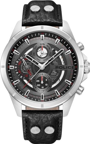 Police Herren Analog Quarz Uhr mit Leder Armband PEWJF0004601