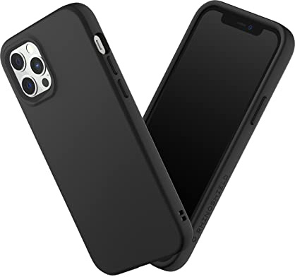 RHINOSHIELD Case Compatible with iPhone 12/12 Pro | SolidSuit-Shock Absorbent Slim Design Protective Cover with Premium Matte Finish 3.5M/11ft Drop Protection Changeable Camera Rings - Classic Black