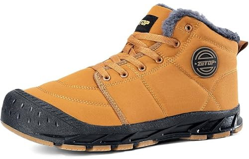 DAZFE Winterschuhe Herren Gefüttert - Winterstiefel Herren Schneestiefel Schneeschuhe Winterschuhe Gefüttert Barfußschuhe Winter Outdoor Bequem Rutschfeste (Khaki 44EU)