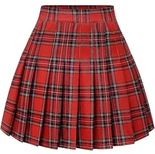 YOSUWOAI Faldas Mujer Elástica a Cuadros Falda Plisada Colegiala Sólido Patinadora Tenis Básica Mini Falda Cintura Alta Falda Línea A Falda Universitaria Enagua Corta Vintage Casual Falda