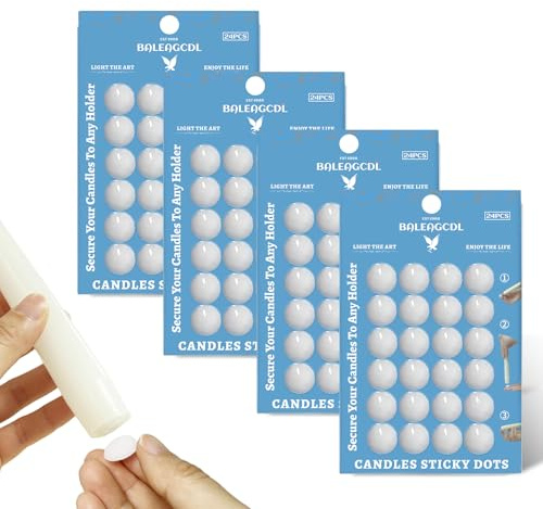 Taper Candles Sticky Dots - White Candle Wax Dots -Taper Candle Waxde Adhesive - Secure Your Candles to Any Holder (96Pack)