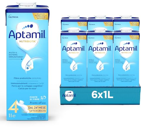 APTAMIL 4 - Latte di Crescita Liquido per Bambini dai 24 mesi, Pronto all'uso - Formato Convenienza Formato da 6 litri (6x1L)