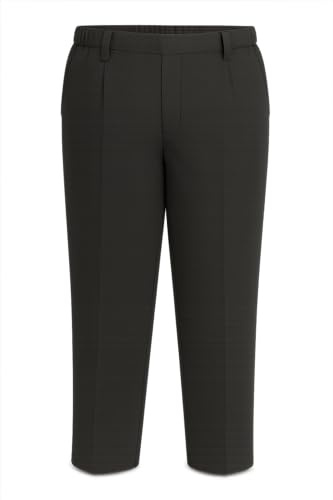 Deck and Beach Boys Plus Size School Trousers – Sturdy Fit with Elastic Waist & Clip Fastening – Comfortable Uniform Pants with Shorter Leg – Black or Grey (UK, Age, 8 Years, 9 Years, Plus, Black)