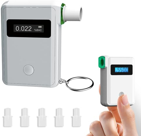 WeiguoIOT Portable Breathalyzer Keychain Design Fuel Cell Sensor Alcohol Tester Bluetooth App Support